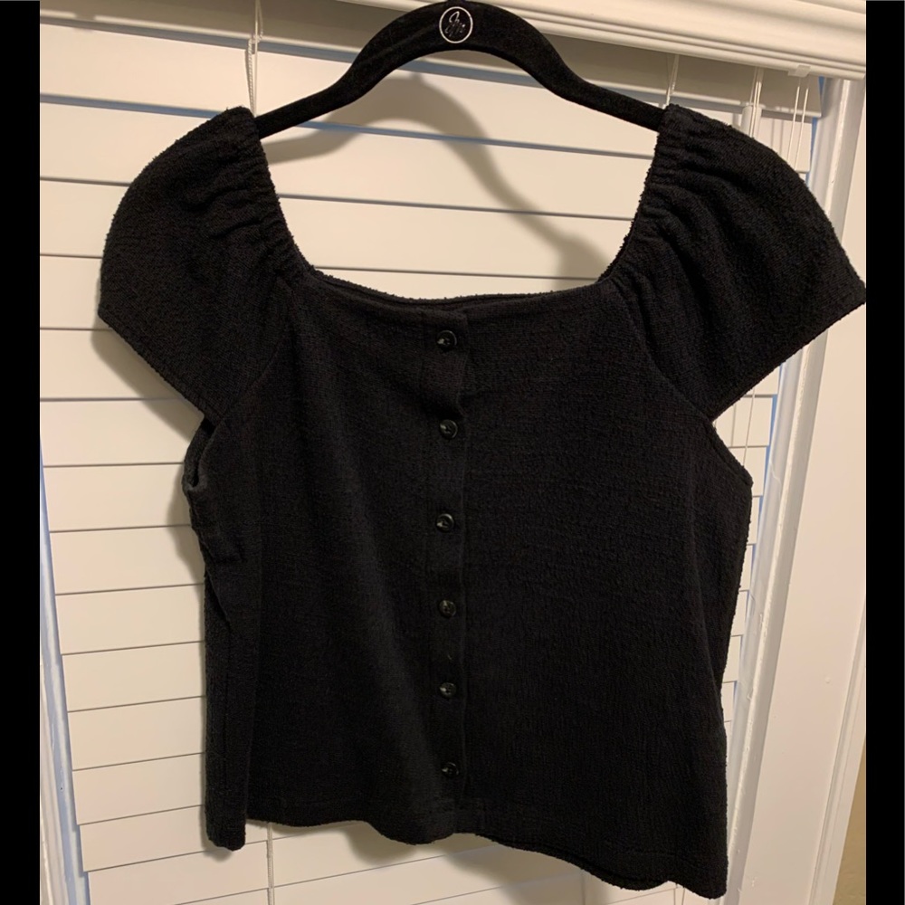 Black Madewell Texture & Thread Top, Size XS
